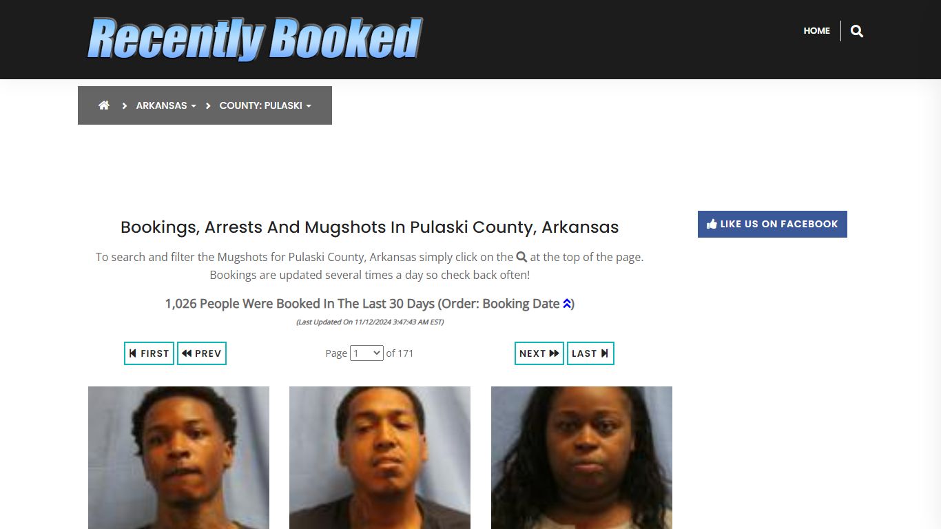 Bookings, Arrests and Mugshots in Pulaski County, Arkansas