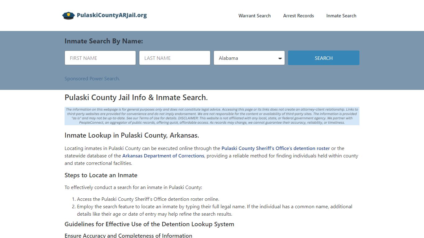 Pulaski County Jail AR | Inmate Search and Booking Roster.