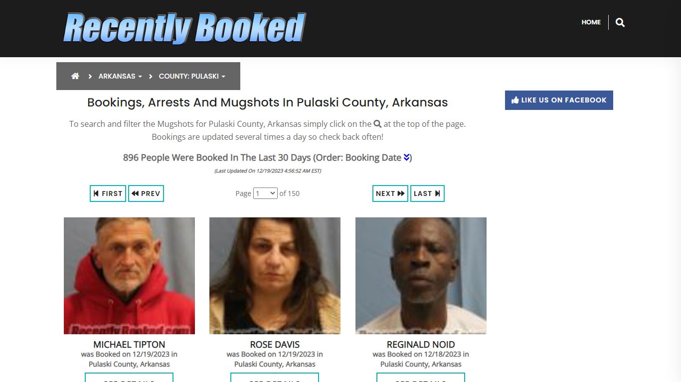 Bookings, Arrests and Mugshots in Pulaski County, Arkansas